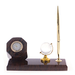 Настольный письменный набор с глобусом и ручкой из натурального обсидиана World Globe варинант исполнения - 1 | Loft Concept в Волгограде