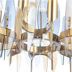 Люстра с вертикальными стеклянными элементами и металлическим каркасом цвета Латунь Vertical Glass варинант исполнения - 4 | Loft Concept в Волгограде