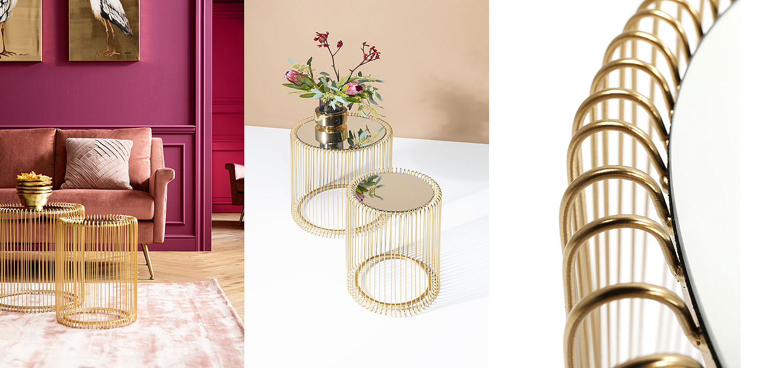 Комплект приставных столов Mirror Surface Brass Tables Комплект приставных столов Mirror Surface Brass Tables - Loft-Concept в Волгограде