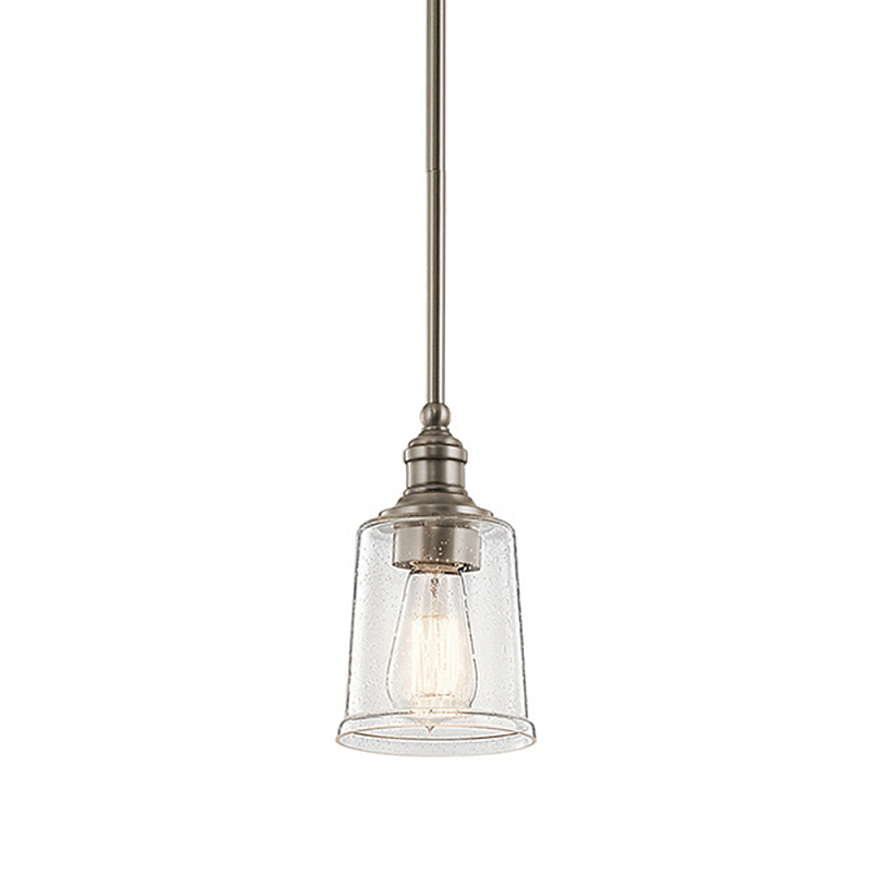 Подвесной светильник со стеклянным плафоном в форме колокола с эффектом пузырьков Kichler Олово Латунь Прозрачное Стекло в Волгограде | Loft Concept 