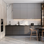 Серый кухонный гарнитур с фасадом под светлый дуб Ferrand Kitchen Set варинант исполнения - 1 | Loft Concept в Волгограде