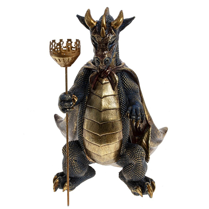 Подсвечник в виде дракона Dragon candlestick Brown Gold Коричневый Золотой Темно-синий Подсвечник в виде дракона Dragon candlestick Brown Gold Коричневый Золотой Темно-синий в Волгограде | Loft Concept