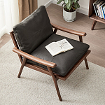 Кресло c каркасом из массива дерева и мягкой кожаной обивкой Walnut Armchair варинант исполнения - 2 | Loft Concept в Волгограде