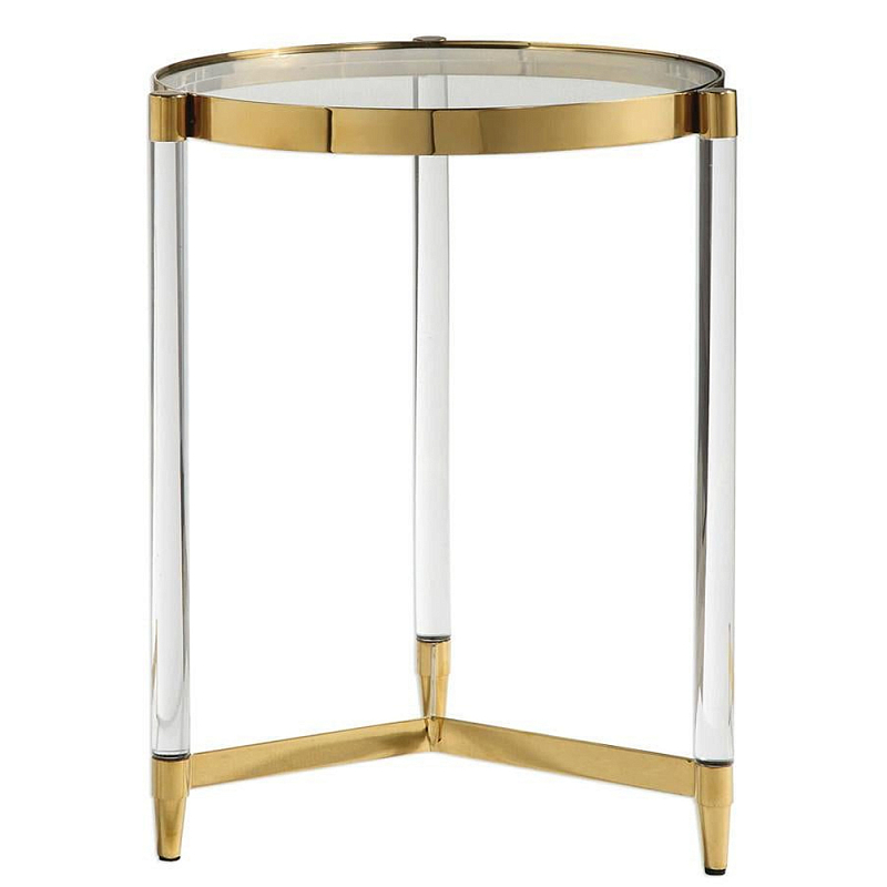 Золотой приставной столик с круглой стеклянной столешницей Weightless Table Золотой Прозрачный Золотой приставной столик с круглой стеклянной столешницей Weightless Table Золотой Прозрачный в Волгограде | Loft Concept