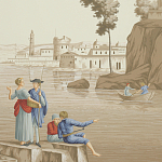 Обои ручная роспись Views of Italy Azure on Sepia варинант исполнения - 2 | Loft Concept в Волгограде