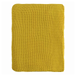 Плед из хлопка жемчужной вязки горчичного цвета Waffle Comfort варинант исполнения - 4 | Loft Concept в Волгограде