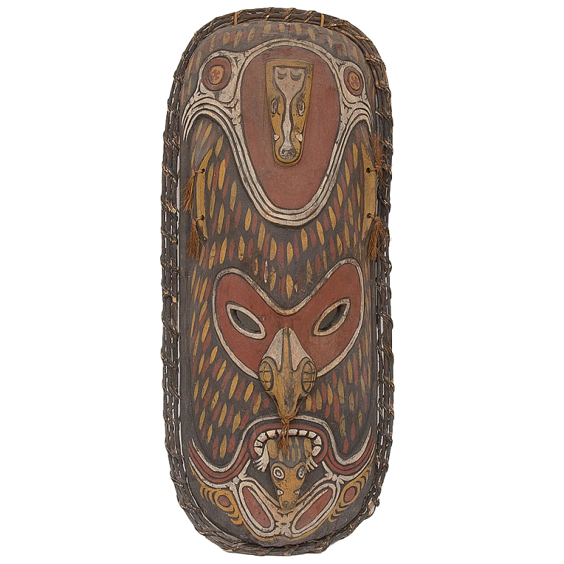 Деревянная расписная маска ручной работы Great Papuan Mask Коричневый Желтый Деревянная расписная маска ручной работы Great Papuan Mask Коричневый Желтый в Волгограде | Loft Concept