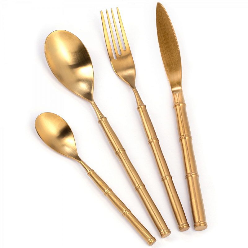Столовые приборы Bamboo Gold Золотой Столовые приборы Bamboo Gold Золотой в Волгограде | Loft Concept