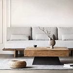 Дизайнерский журнальный стол квадратный с черным трапециевидным основанием Wokab варинант исполнения - 1 | Loft Concept в Волгограде