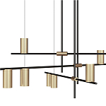 Люстра с 9-ю цилиндрическими плафонами цвета латунь TRIBES CHANDELIER варинант исполнения - 2 | Loft Concept в Волгограде