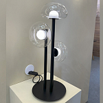 Настольная лампа с тремя прозрачными куполообразными плафонами и черным металлическим основанием Flos Wireline Lighting варинант исполнения - 5 | Loft Concept в Волгограде