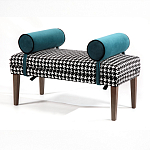 Банкетка Banquette PIED DE POULE с принтом гусиная лапка и синими подлокотниками  варинант исполнения - 2 | Loft Concept в Волгограде