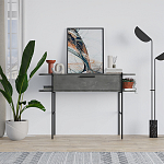 Консоль напольная серая с выдвижным ящиком и 2-мя полками с белой столешницей OTIS CONSOLE RETRO GRAY варинант исполнения - 1 | Loft Concept в Волгограде