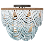 Круглый потолочный светильник с подвесками из круглых деревянных бусин Ombre Wooden Beads Blue Ceiling Lamp варинант исполнения - 2 | Loft Concept в Волгограде