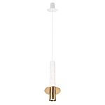 Подвесной светильник с узким цилиндрическим плафоном и золотым металлическим декором Concrete Pipe варинант исполнения - 11 | Loft Concept в Волгограде