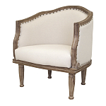 Кресло низкое с мягкой обивкой из льна на 4-х деревянных ножках Emile Armchair beige варинант исполнения - 3 | Loft Concept в Волгограде