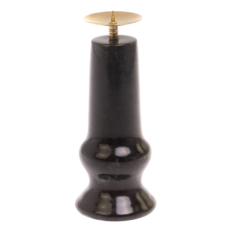 Подсвечник из натурального камня змеевик чёрного цвета Stone Candlestick Черный Золотой Подсвечник из натурального камня змеевик чёрного цвета Stone Candlestick Черный Золотой в Волгограде | Loft Concept