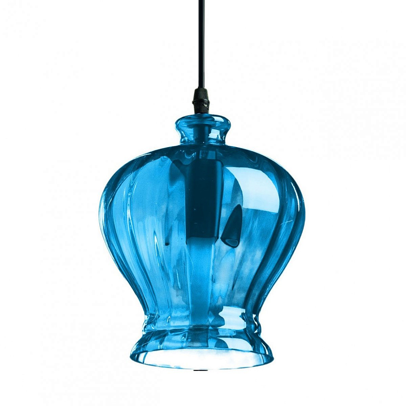 Подвесной светильник Geometry Glass Blue Bell Pendant Голубой Подвесной светильник Geometry Glass Blue Bell Pendant Голубой в Волгограде | Loft Concept