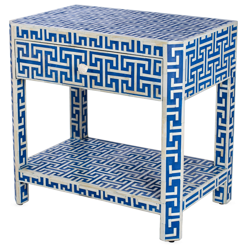 Тумба Insignia Bone Inlay Bedside Синий ivory ( слоновая кость ) Индиго Тумба Insignia Bone Inlay Bedside Синий ivory ( слоновая кость ) Индиго в Волгограде | Loft Concept