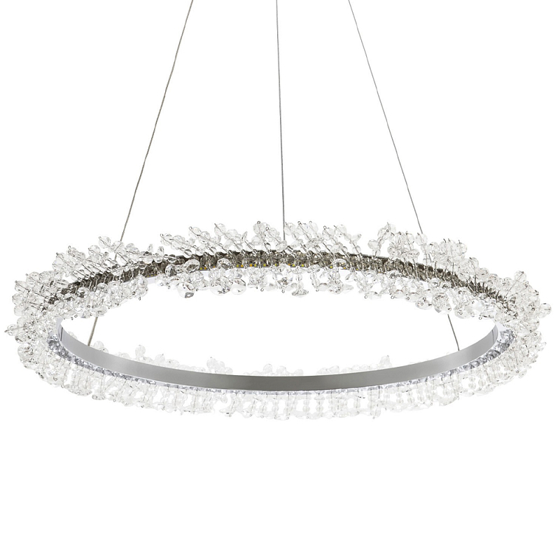 Кольцевая люстра с хрустальным декором Rowan Crystal Ring Chrome Horizontal Chandelier Прозрачный Хром в Волгограде | Loft Concept 