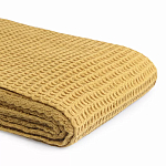 Плед из шерсти цвета охры с бахарамой Waffle Comfort варинант исполнения - 3 | Loft Concept в Волгограде