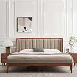 Кровать двуспальная с мягким изголовьем Moon Walnut Bed варинант исполнения - 3 | Loft Concept в Волгограде