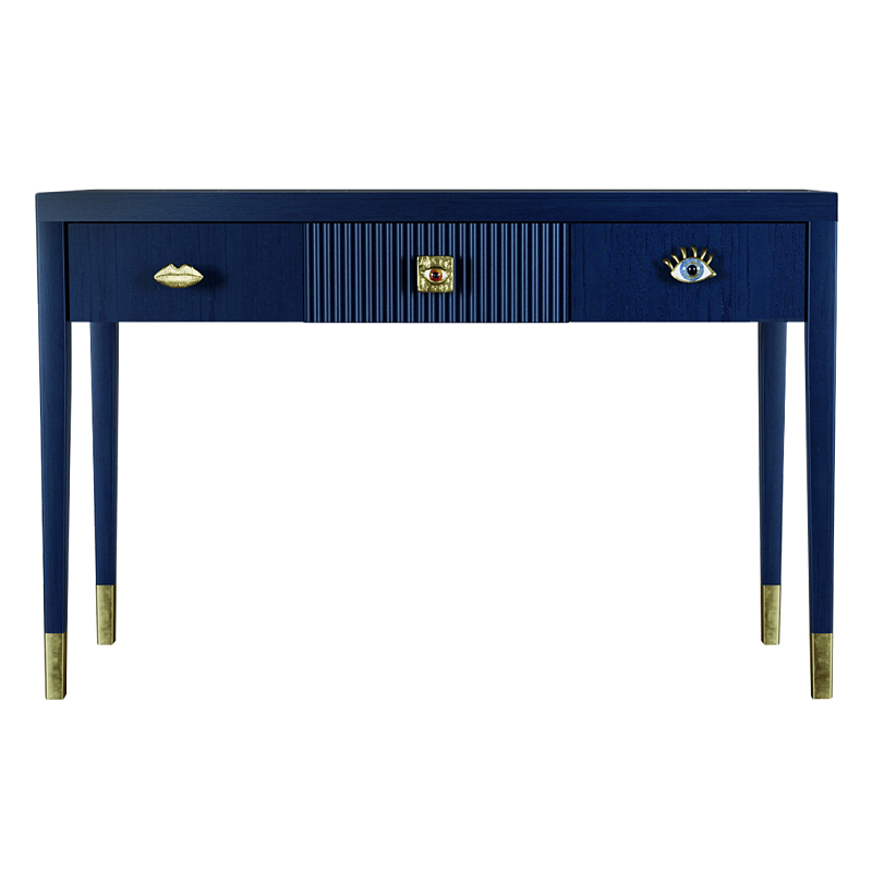 Дизайнерский Письменный стол Elsa Dreams Blue с тремя ящиками Синий в Волгограде | Loft Concept 