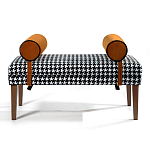 Банкетка Banquette PIED DE POULE Orange с принтом гусиная лапка Оранжевые валики варинант исполнения - 1 | Loft Concept в Волгограде