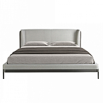 Кровать двуспальная серая с мягким изголовьем из экокожи и ткани Modern Look варинант исполнения - 3 | Loft Concept в Волгограде