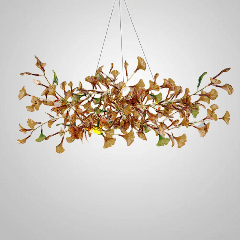 Люстра на ветвистом каркасе с листьями Horizontal Amber Floral Chandelier L Янтарный Латунь Люстра на ветвистом каркасе с листьями Horizontal Amber Floral Chandelier L Янтарный Латунь в Волгограде | Loft Concept