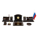 Настольный письменный набор с часами из природного камня обсидиана  Gift for Manager варинант исполнения - 1 | Loft Concept в Волгограде