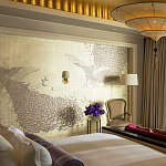 Обои ручная роспись в стиле Арт-деко Whistler Peacocks Special Colourway on 12 Carat White Gold gilded silk варинант исполнения - 1 | Loft Concept в Волгограде