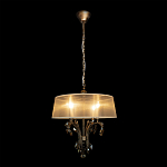 Люстра подвесная круглая с тканевым полупрозрачным абажуром и подвесками 4 лампы Gilded Elegance варинант исполнения - 1 | Loft Concept в Волгограде