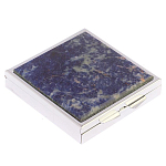 Таблетница карманная квадратная с 4-мя отделениями с зеркалом и накладкой из натурального камня Содалит Silver Stone Pillboxes варинант исполнения - 1 | Loft Concept в Волгограде