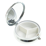 Таблетница карманная круглая с 3-мя отделениями с зеркалом и накладкой из натурального камня Апатит Желтый Silver Stone Pillboxes варинант исполнения - 2 | Loft Concept в Волгограде