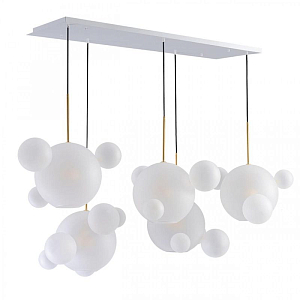 Линейный Светодиодный Светильник Giopato & Coombes Bubble Chandelier Linear Circle матовое белое стекло 5 плафонов