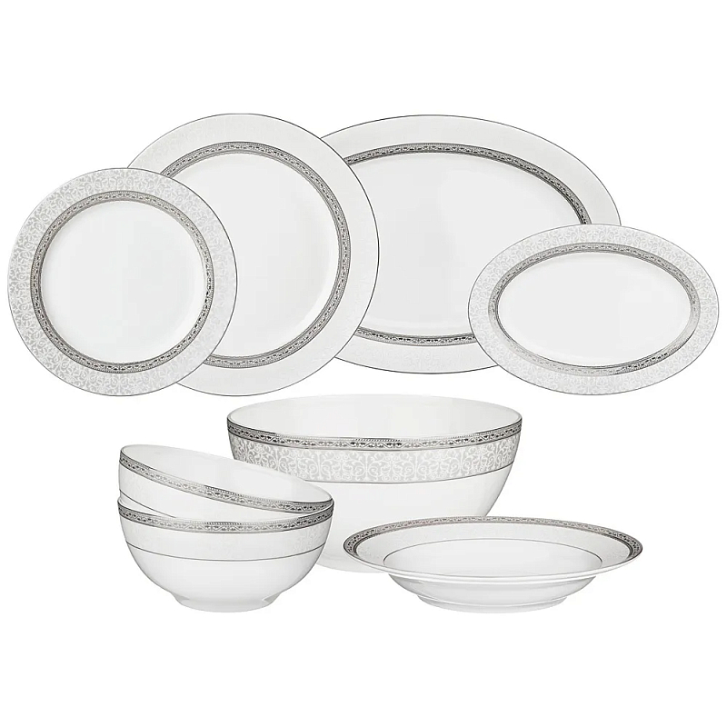 Обеденный сервиз белого цвета из фарфора на 6 персон 23 предмета Royal Porcelain Collection Белый Серый Обеденный сервиз белого цвета из фарфора на 6 персон 23 предмета Royal Porcelain Collection Белый Серый в Волгограде | Loft Concept