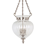 Подвесной светильник цвета никель с прозрачным ребристым стеклянным плафоном в классическом стиле Elstead Lighting варинант исполнения - 1 | Loft Concept в Волгограде