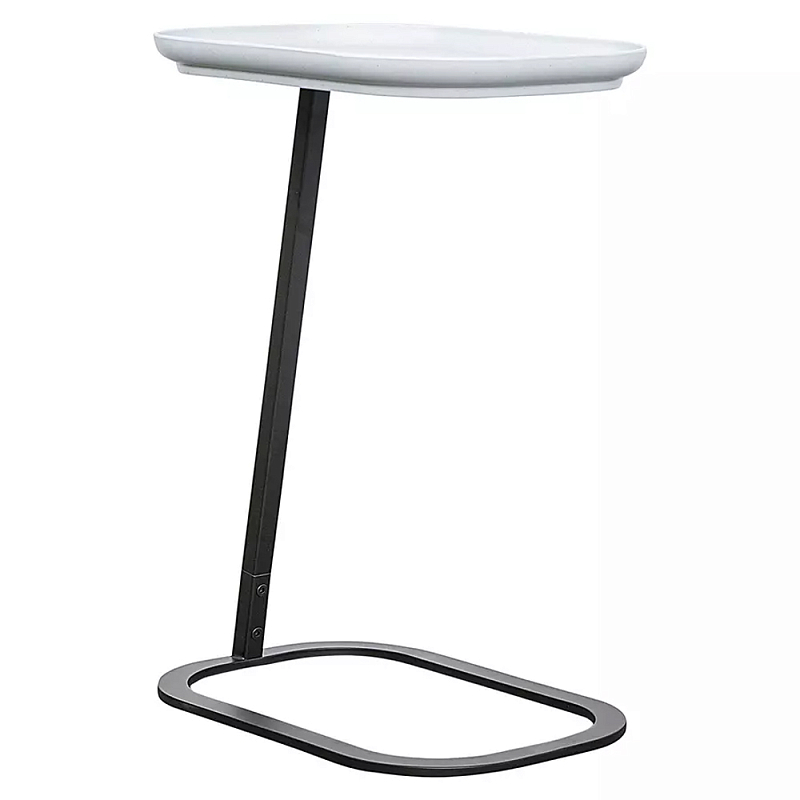 Столик приставной с прямоугольной серой столешницей Steel Stable Table Серый Черный Столик приставной с прямоугольной серой столешницей Steel Stable Table Серый Черный в Волгограде | Loft Concept