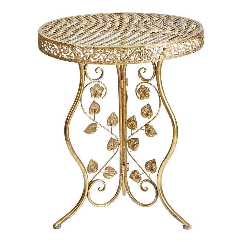 Столик приставной золотистый с орнаментом на столешнице Tanzania Золотой в Волгограде | Loft Concept 