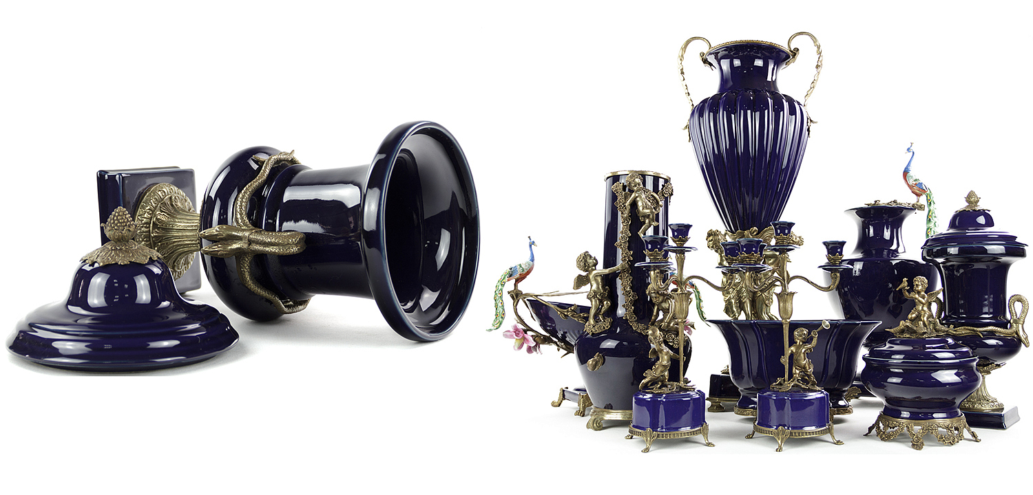 Ваза Selenia Blue Vase Bronze Serpents Ваза Selenia Blue Vase Bronze Serpents - Loft-Concept в Волгограде