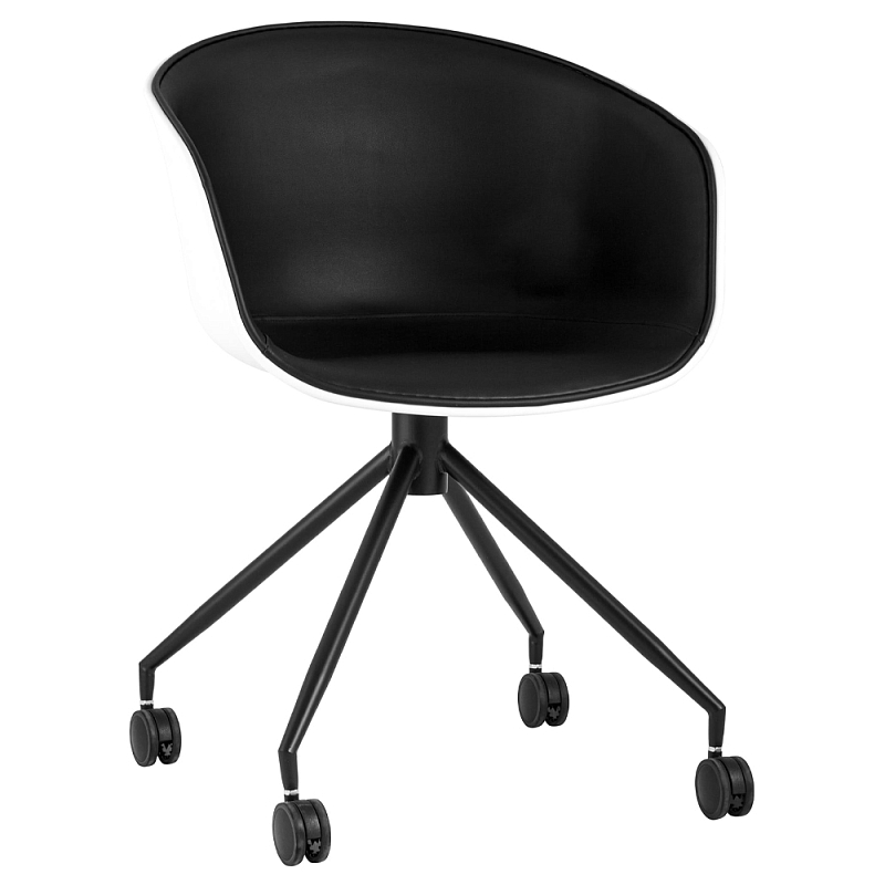 Офисное кресло из пластика с мягким сиденьем Eggshell Black Черный Белый Офисное кресло из пластика с мягким сиденьем Eggshell Black Черный Белый в Волгограде | Loft Concept