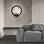 Светодиодное бра круглой формы с металлической рамой черного цвета Marble Glow варинант исполнения - 3 | Loft Concept в Волгограде