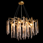 Люстра подвесная золотого цвета с разветвленными ветвями и прозрачными стеклянными подвесками Droplet Chandelier варинант исполнения - 3 | Loft Concept в Волгограде