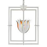 Люстра белая прямоугольная с абажурами в виде цветков тюльпана White Tulips варинант исполнения - 3 | Loft Concept в Волгограде