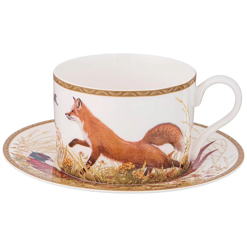 Чайная пара из фарфора 300 мл Hunting Porcelain Collection Белый Коричневый Мульти Чайная пара из фарфора 300 мл Hunting Porcelain Collection Белый Коричневый Мульти в Волгограде | Loft Concept