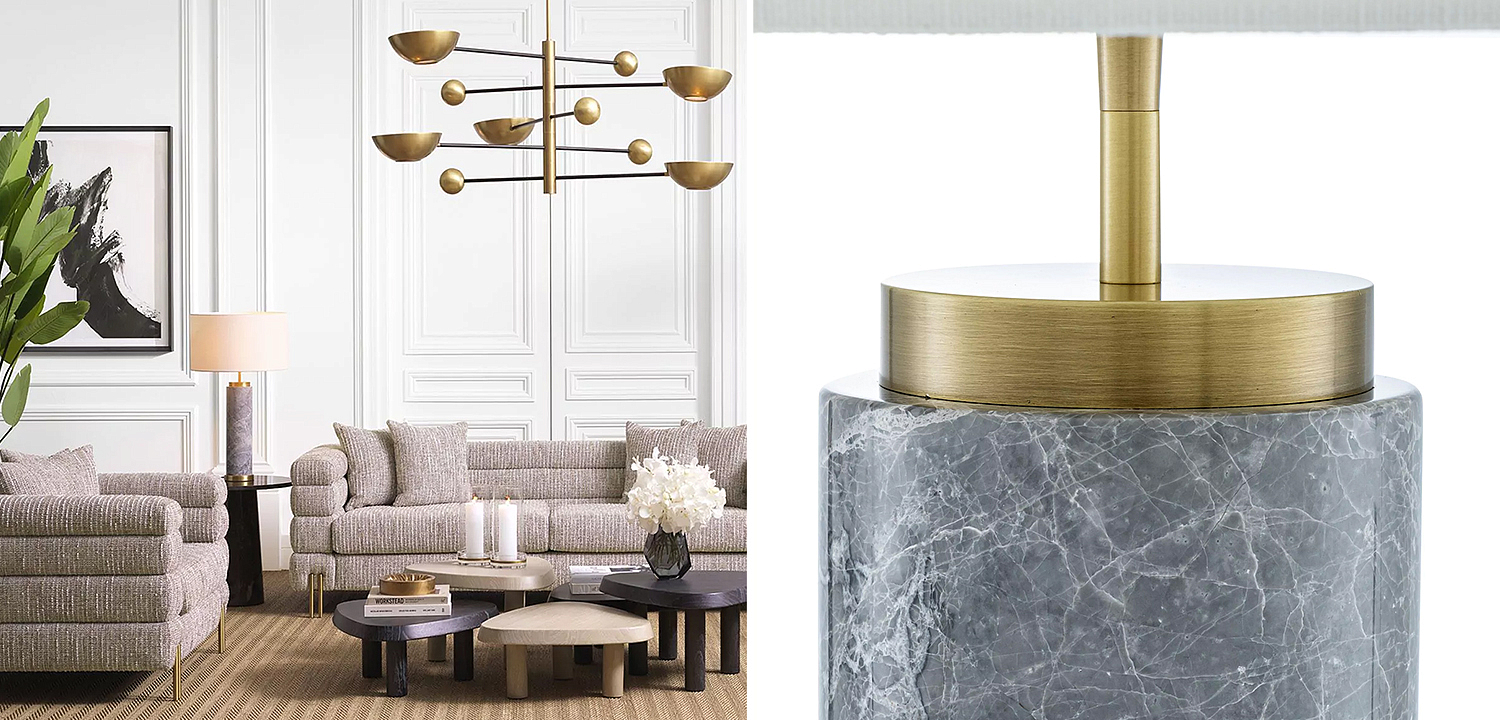Настольная лампа Eichholtz Table Lamp Lxry Grey Marble Настольная лампа Eichholtz Table Lamp Lxry Grey Marble - Loft-Concept в Волгограде