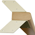 Обеденный стол с прямоугольной бежевой столешницей из стекла на 4-х деревянных ножках Beige Marble варинант исполнения - 5 | Loft Concept в Волгограде