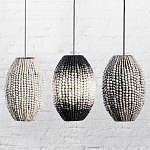 Подвесной светильник вертикальной овальной формы украшенный белыми круглыми бусинами Gradient Oval Pendant Lamp White варинант исполнения - 6 | Loft Concept в Волгограде