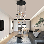 Люстра каскадная с черным круглым основанием 27 подвесов Celestial Waltz варинант исполнения - 5 | Loft Concept в Волгограде